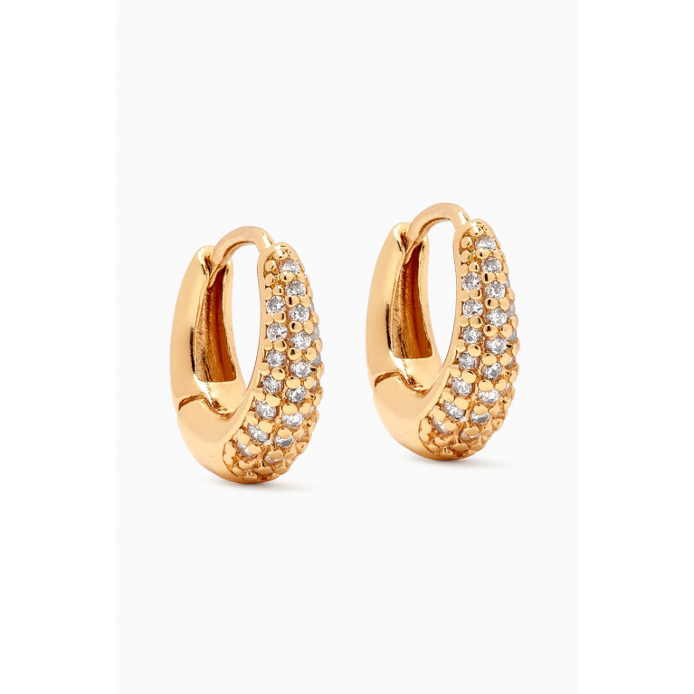 Tai Jewelry - Cyrstal Graduated Hoop Earrings in Gold-plated Brass