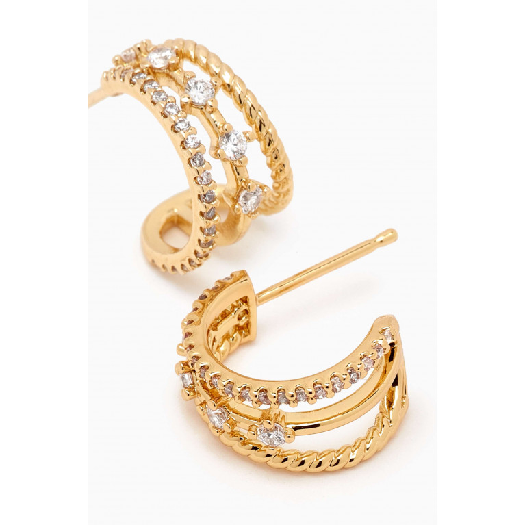 Tai Jewelry - Triple-row Huggies in Gold-plated Brass