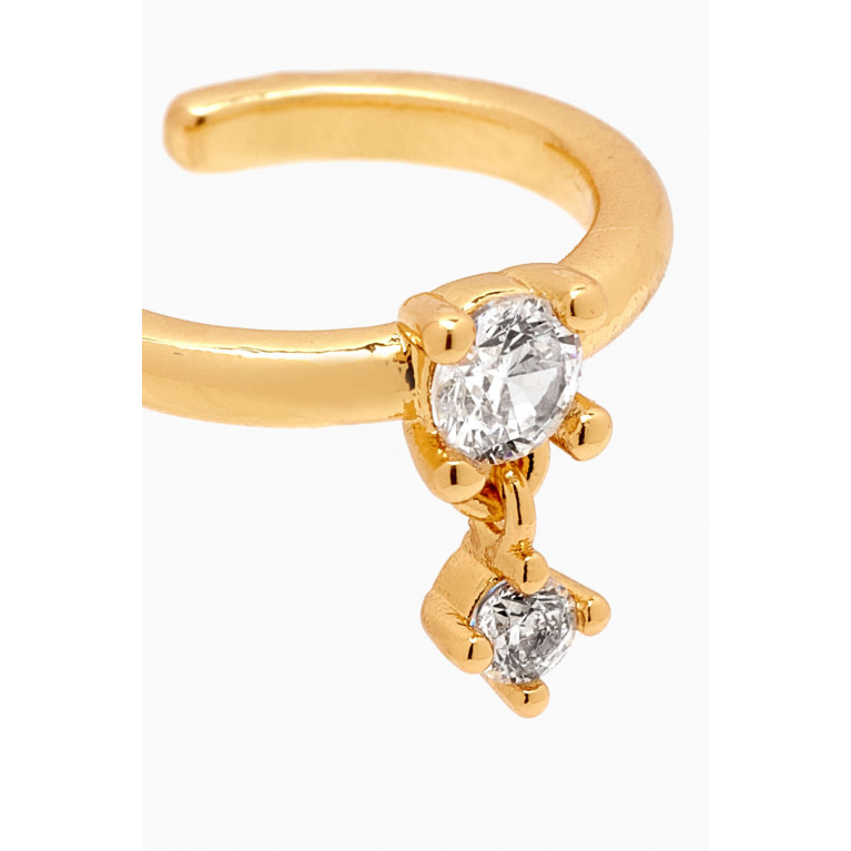 Tai Jewelry - Crystal Drop Single Ear Cuff in Gold-plated Brass