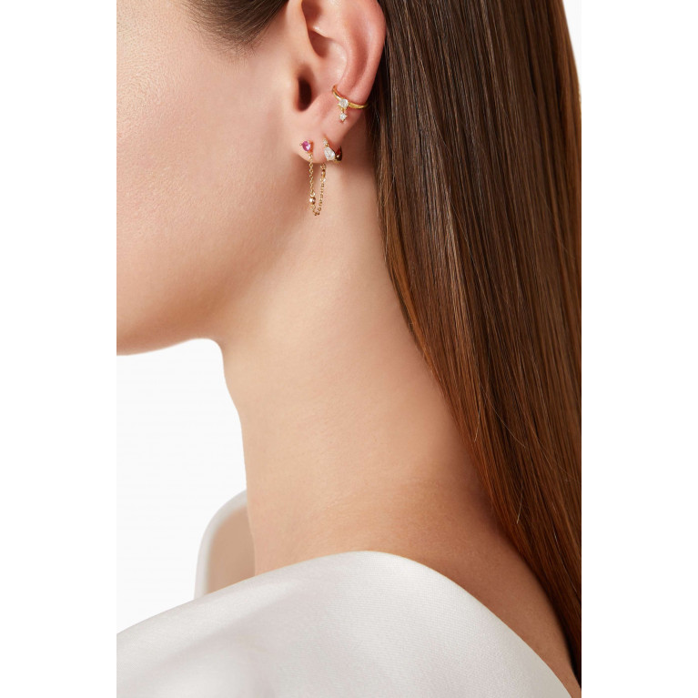 Tai Jewelry - Crystal Drop Single Ear Cuff in Gold-plated Brass