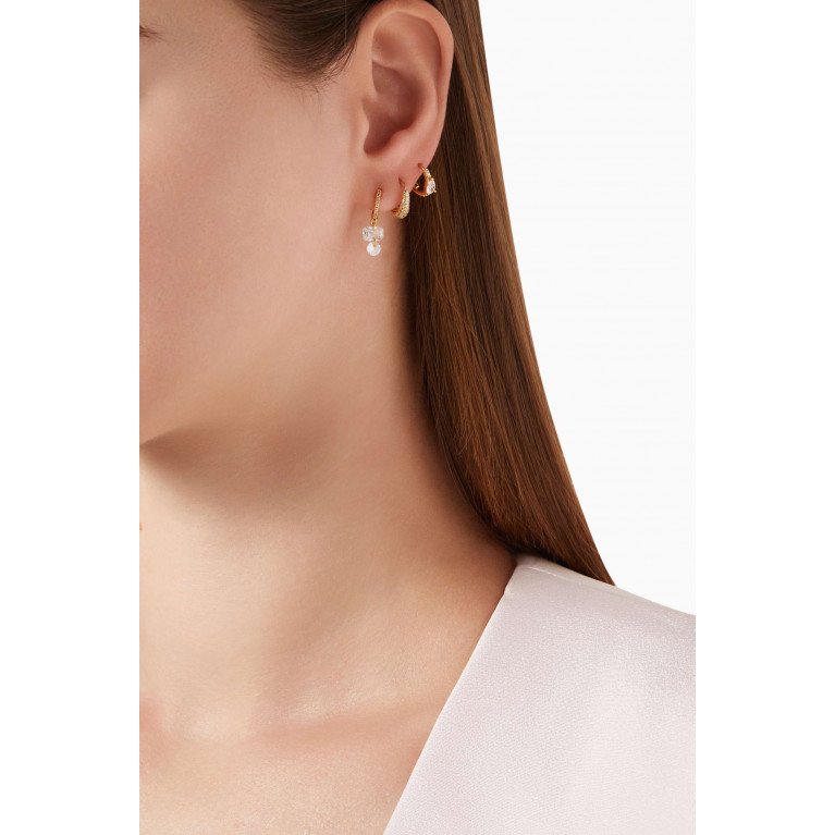 Tai Jewelry - Floating Crystal Drop Earrings in Gold-plated Brass