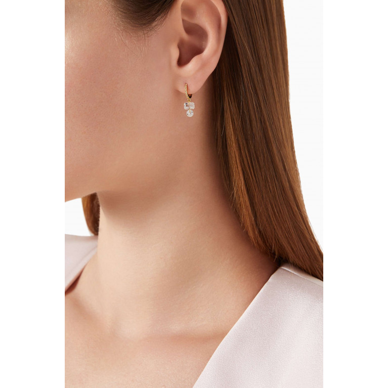 Tai Jewelry - Floating Crystal Drop Earrings in Gold-plated Brass