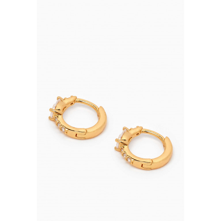 Tai Jewelry - Pear Crystal Huggies in Gold-plated Brass