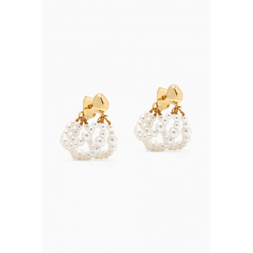 Tai Jewelry - Triple Strand Pearl Stud Earrings in Gold-plated Brass