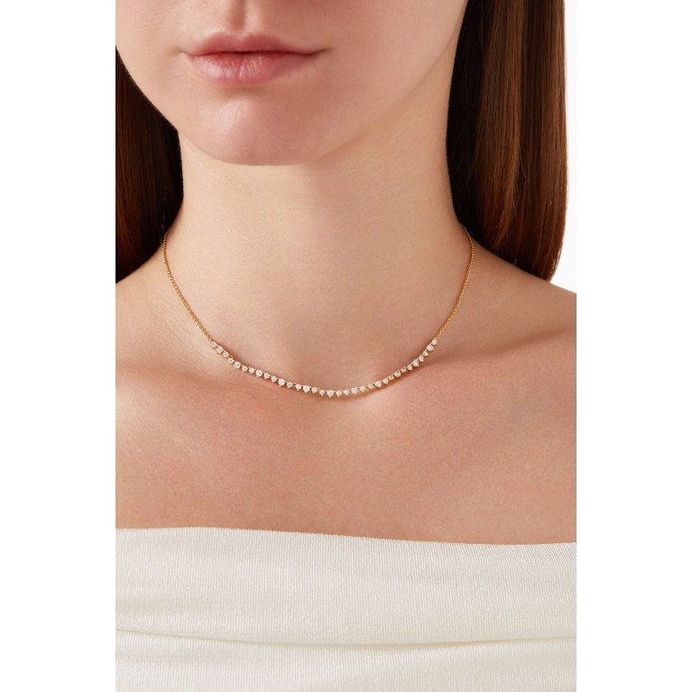 Tai Jewelry - Graduated Crystal Tennis Necklace in Gold-plated Brass