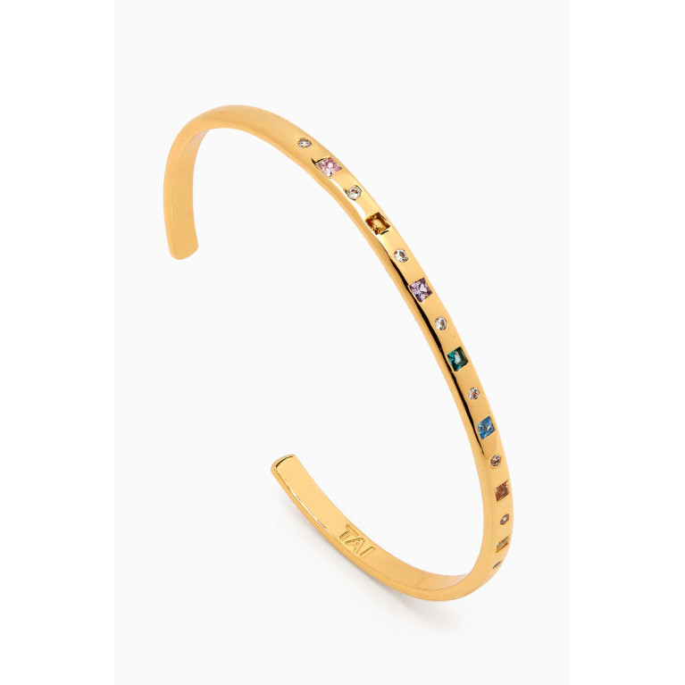 Tai Jewelry - Multi-coloured Cuff Bracelet in Gold-plated Brass