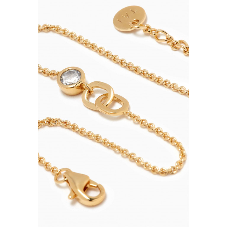 Tai Jewelry - Double-chain Link Crystal Bracelet in Gold-plated Brass