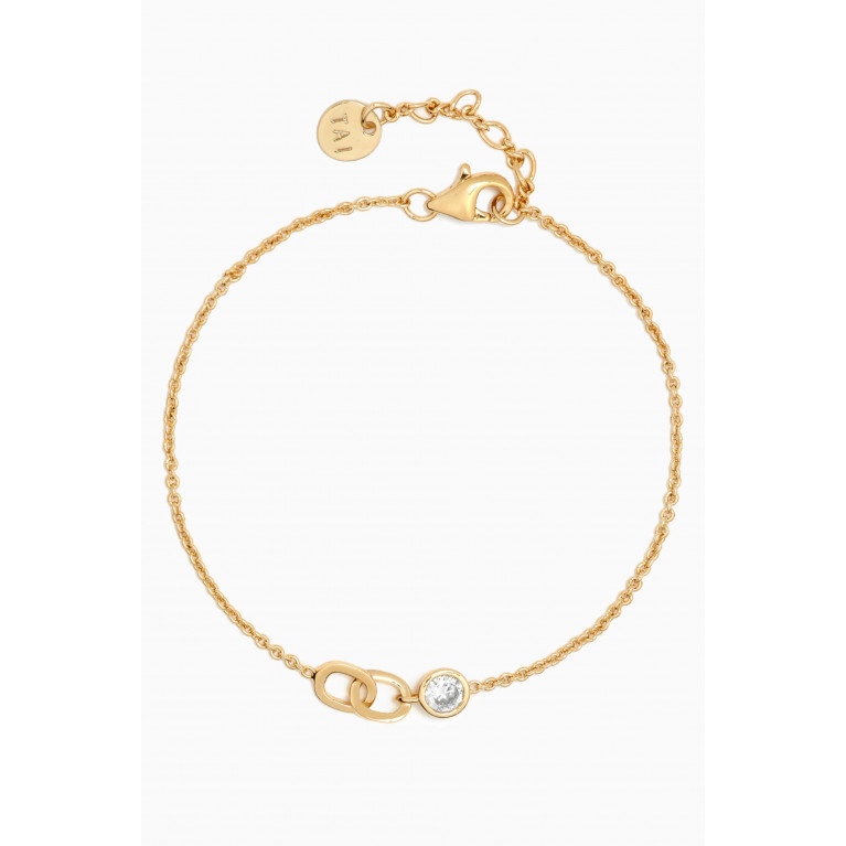 Tai Jewelry - Double-chain Link Crystal Bracelet in Gold-plated Brass