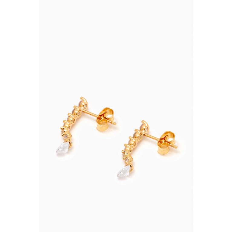 Tai Jewelry - Crystal & Pearl Drop Earrings in Gold-plated Brass