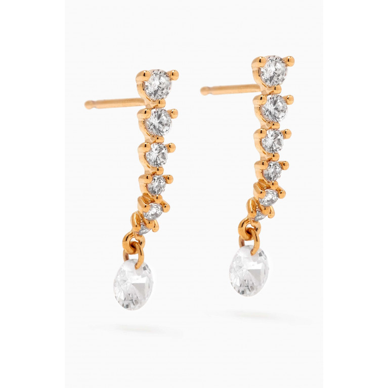 Tai Jewelry - Crystal & Pearl Drop Earrings in Gold-plated Brass