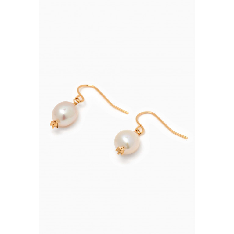 Tai Jewelry - Teardrop Pearl & Crystal Earring in Gold-plated Brass