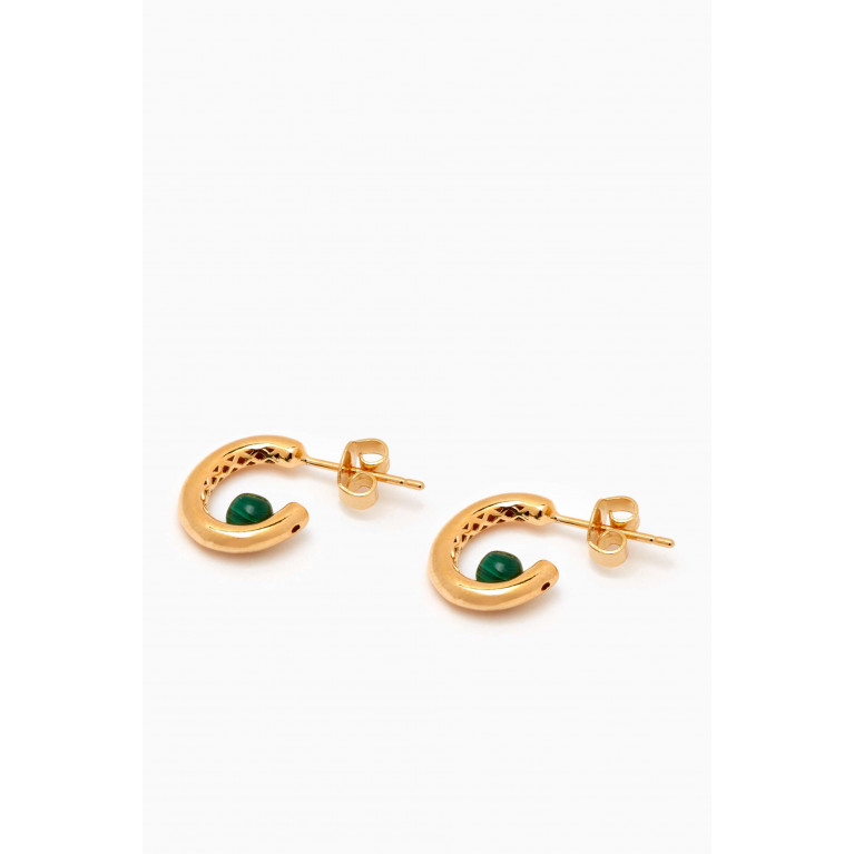 Tai Jewelry - Malachite Huggies in Gold-plated Brass Green