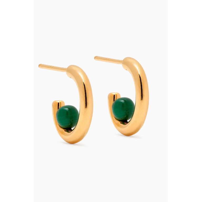 Tai Jewelry - Malachite Huggies in Gold-plated Brass Green