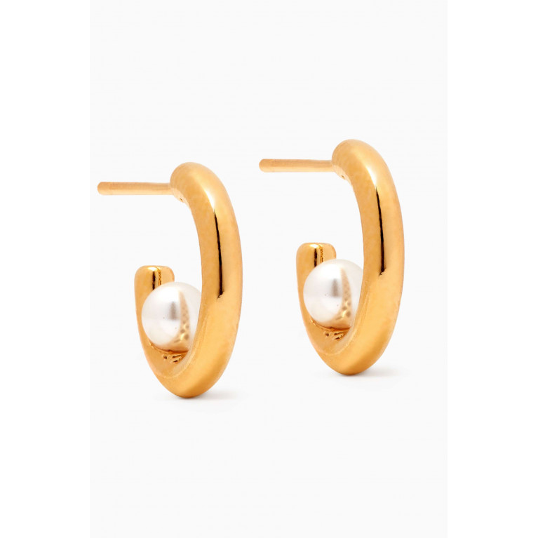 Tai Jewelry - Pearl Huggies in Gold-plated Brass White
