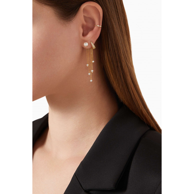 Tai Jewelry - Cascading Pearl Earrings in Gold-vermeil