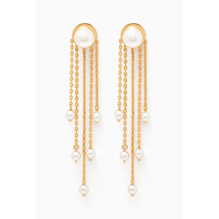 Tai Jewelry - Cascading Pearl Earrings in Gold-vermeil