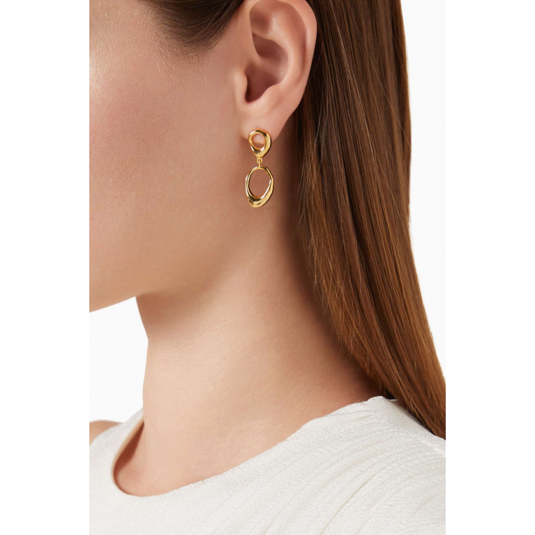 Tai Jewelry - Organic-shaped Dangle Earrings in Gold-plated Brass