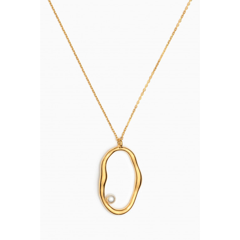 Tai Jewelry - Organic-oval Pearl Necklace in Gold-plated Brass