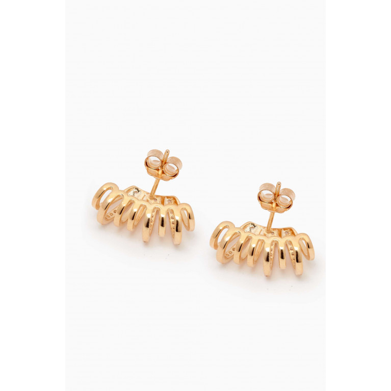 Tai Jewelry - Multi-row Crystal Huggies in Gold-plated Brass