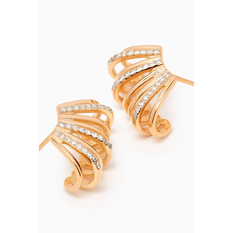 Tai Jewelry - Multi-row Crystal Huggies in Gold-plated Brass