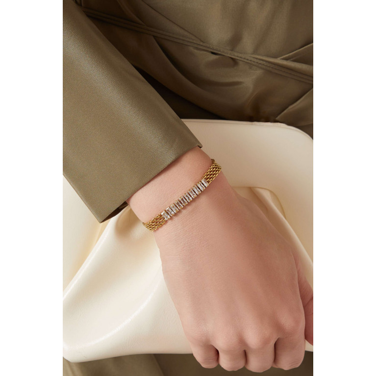 Tai Jewelry - Art Deco Baguette Crystal Bracelet in Stainless Steel