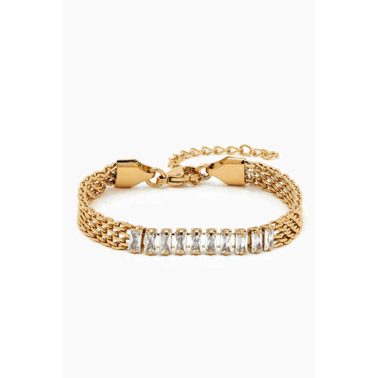 Tai Jewelry - Art Deco Baguette Crystal Bracelet in Stainless Steel
