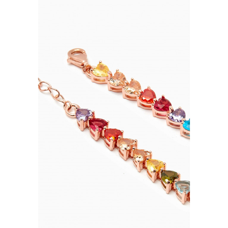 Tai Jewelry - Rainbow Heart Tennis Bracelet in Rose Gold-vermeil