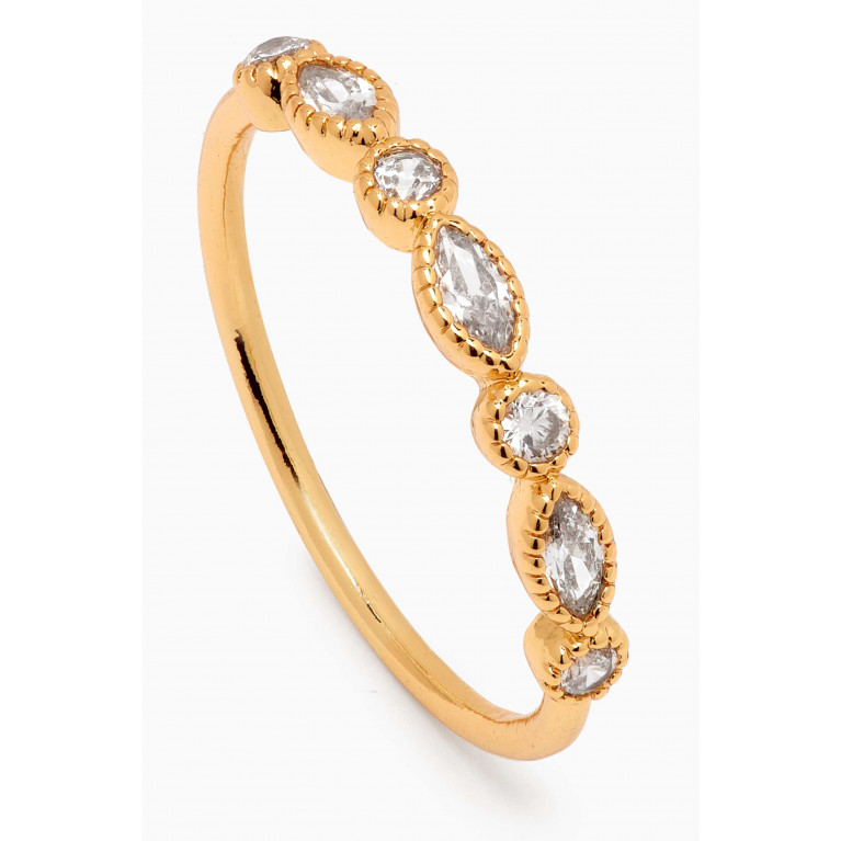 Tai Jewelry - Art Deco Crystal Ring in Gold-plated Brass