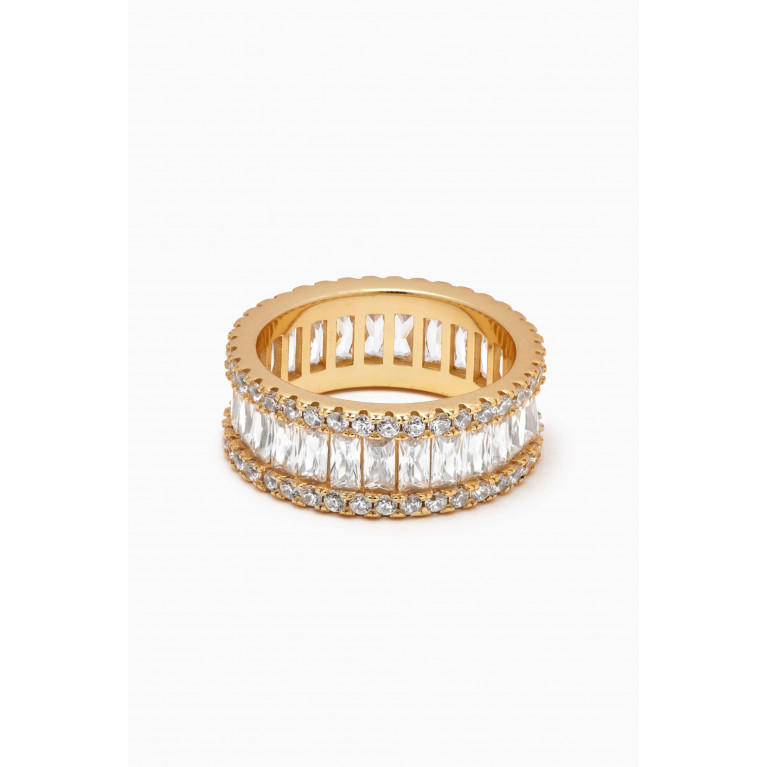 Tai Jewelry - Baguette Crystal Ring in Gold-plated Brass