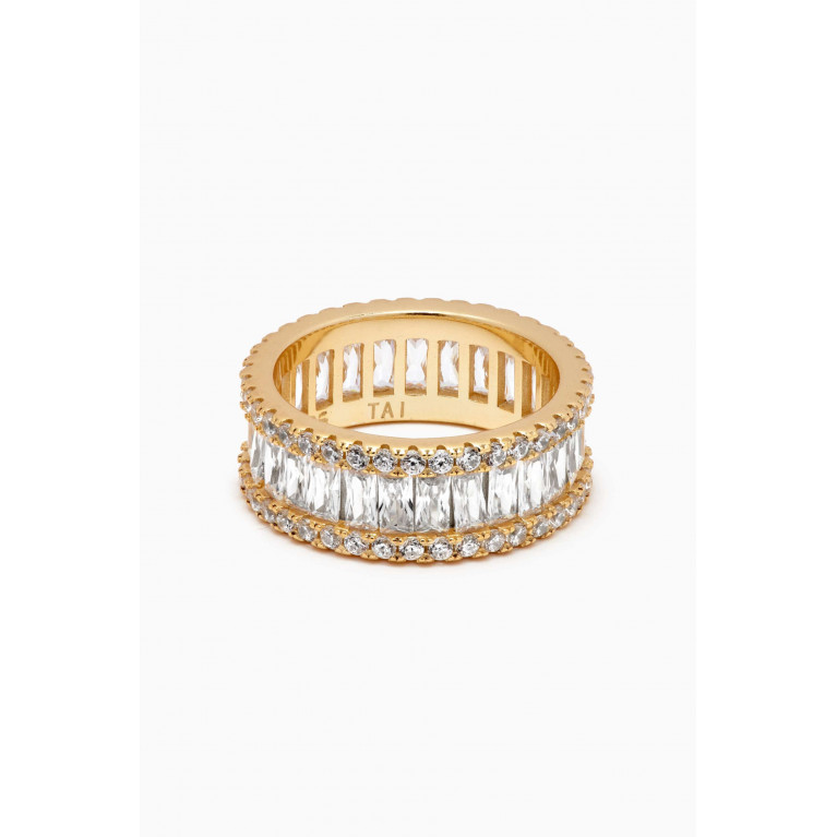 Tai Jewelry - Baguette Crystal Ring in Gold-plated Brass