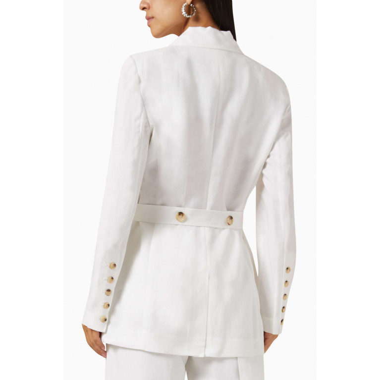 BAQA - Double-breasted Belted Jacket in Linen-blend