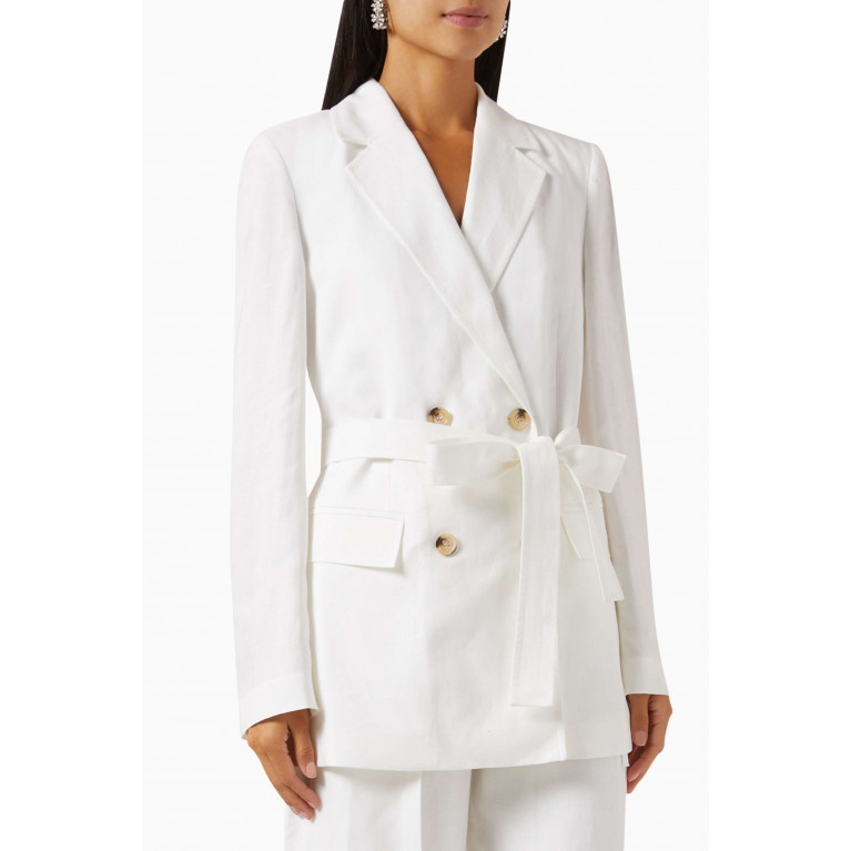 BAQA - Double-breasted Belted Jacket in Linen-blend
