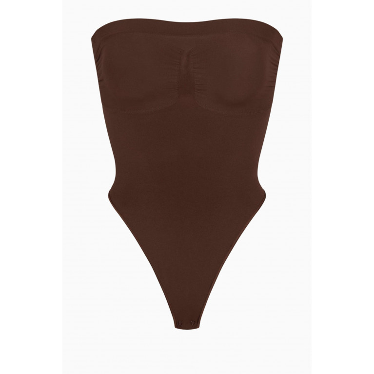 SKIMS - Seamless Sculpt Strapless Thong Bodysuit Brown