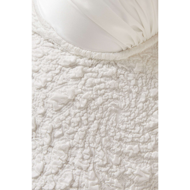 Leslie Amon - Paloma Mini Dress in Crinkled-jacquard White