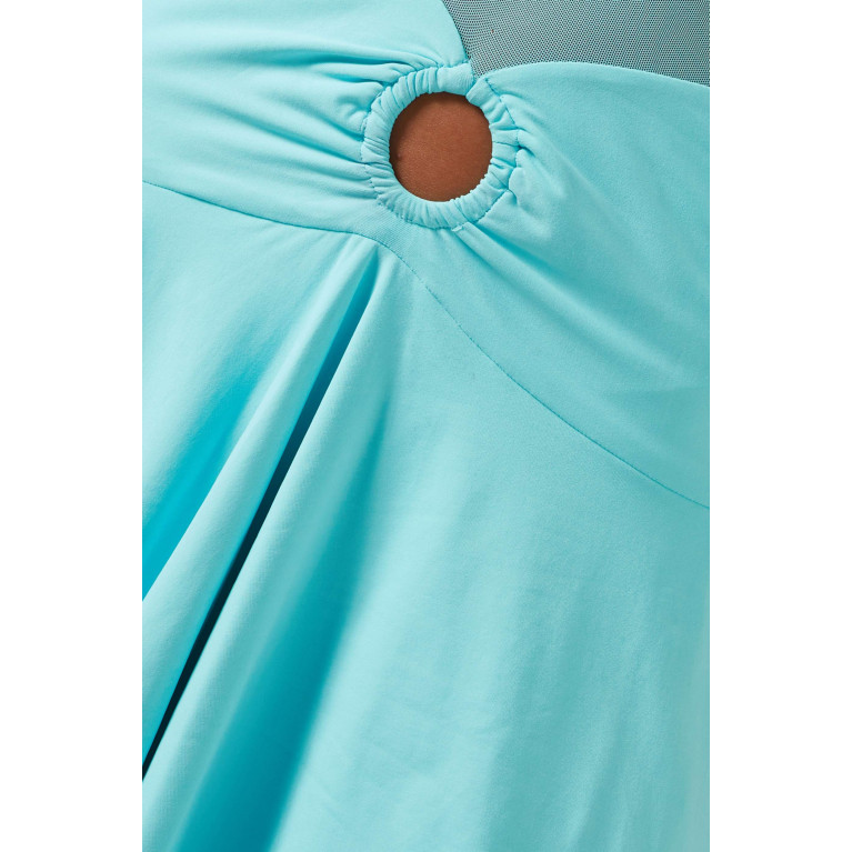 Leslie Amon - Ariel Mini Dress in Mesh & Jersey Blue