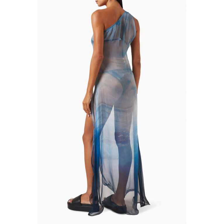 Leslie Amon - Fish Tail Cover-up Maxi Dress in Chiffon