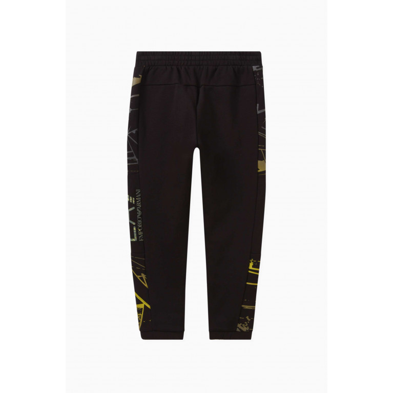 Emporio Armani - Stripe-detail Logo Sweatpants in Cotton Black