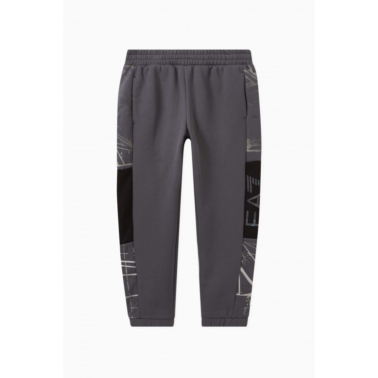 Emporio Armani - Stripe-detail Logo Sweatpants in Cotton Grey