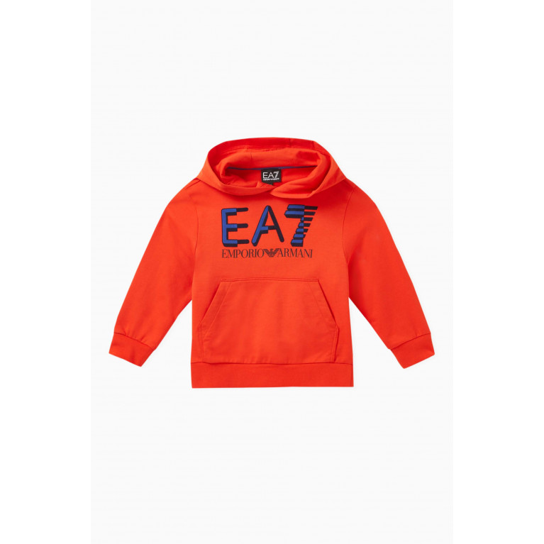 Emporio Armani - Logo-print Hoodie in Cotton Orange