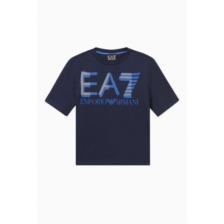 Emporio Armani - EA7 Train Logo T-shirt in Cotton-jersey Blue