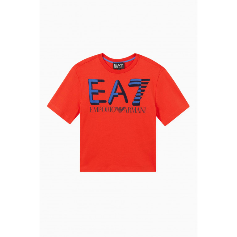 Emporio Armani - EA7 Train Logo T-shirt in Cotton-jersey Orange