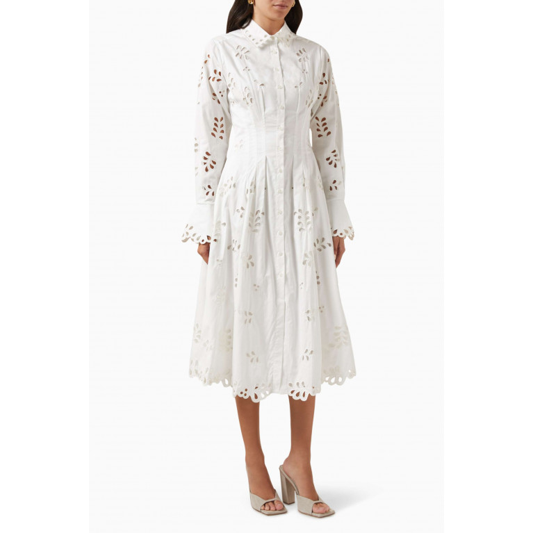 Simkhai - Eda Eyelet Midi Dress in Cotton-poplin