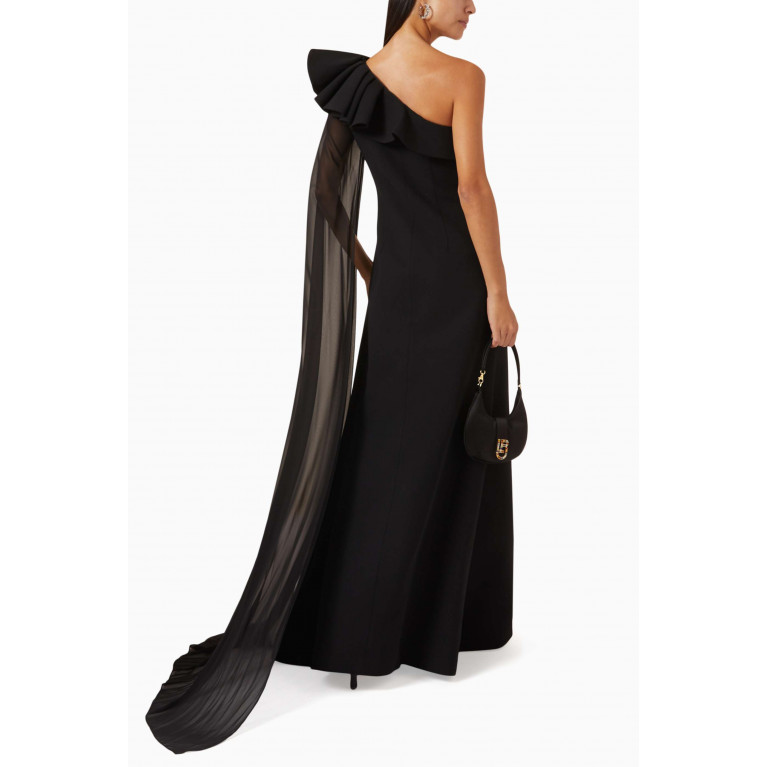 NASS - One-shoulder dress in Crepe Black
