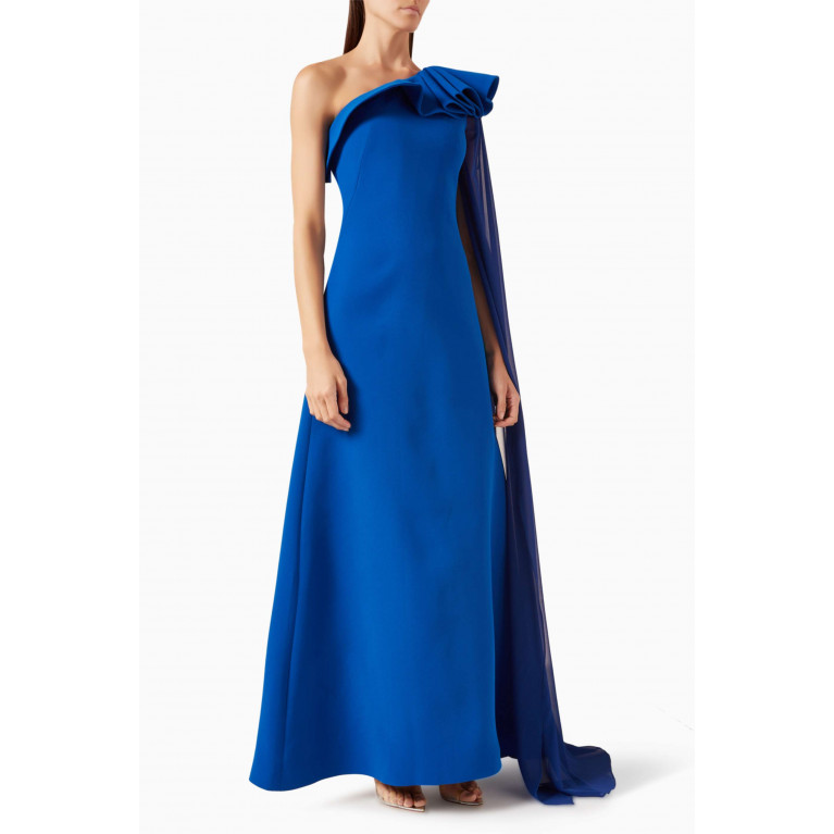 NASS - One-shoulder dress in Crepe Blue