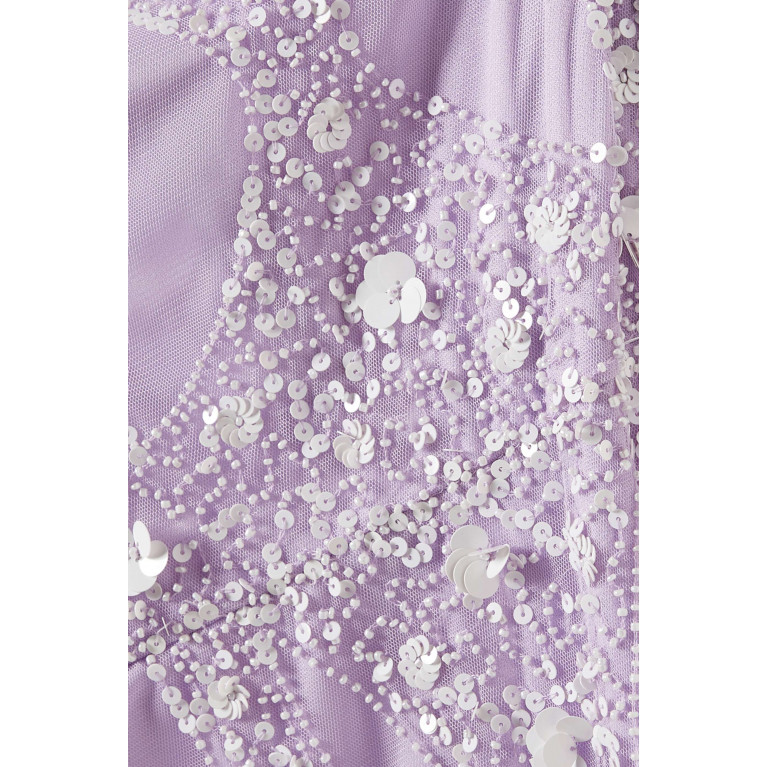 Amelia Rose - Sequin-embellished Mermaid Maxi Dress in Tulle Purple