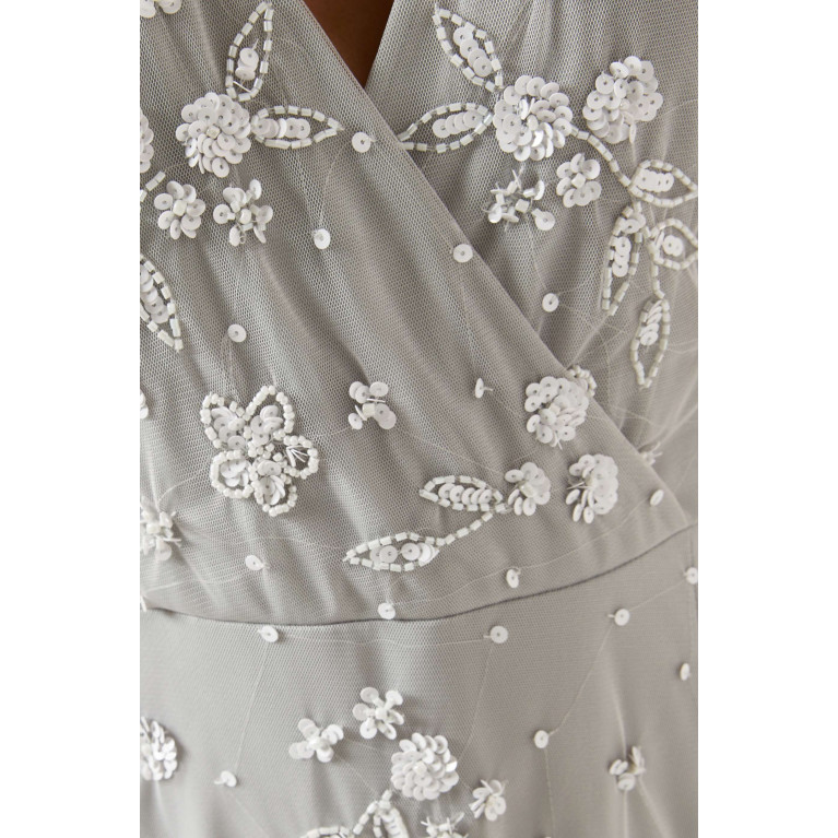 Amelia Rose - Embellished Balloon-sleeve Maxi Dress in Tulle