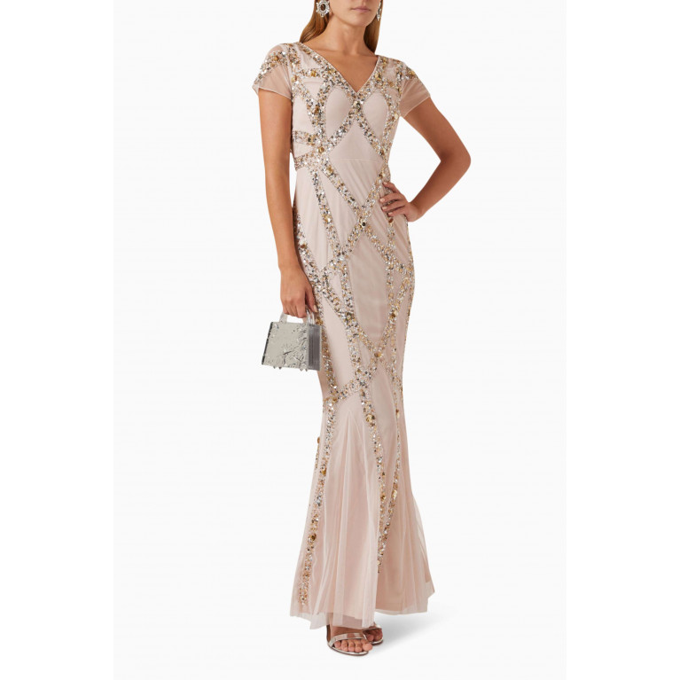 Amelia Rose - Sequin-embellished Mermaid Maxi Dress in Tulle