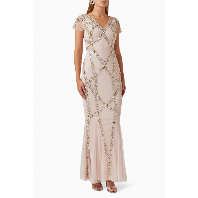 Amelia Rose - Sequin-embellished Mermaid Maxi Dress in Tulle