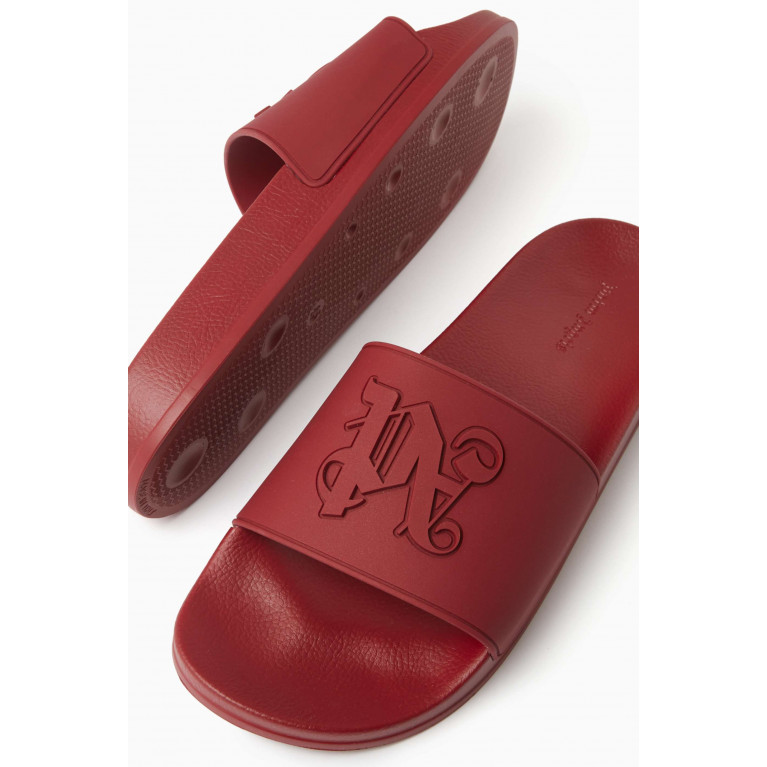 Palm Angels - Monogram Pool Slides in Rubber Red