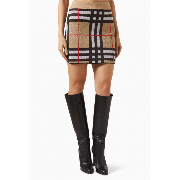 Burberry - Hazel Check Mini Skirt in Cotton-knit